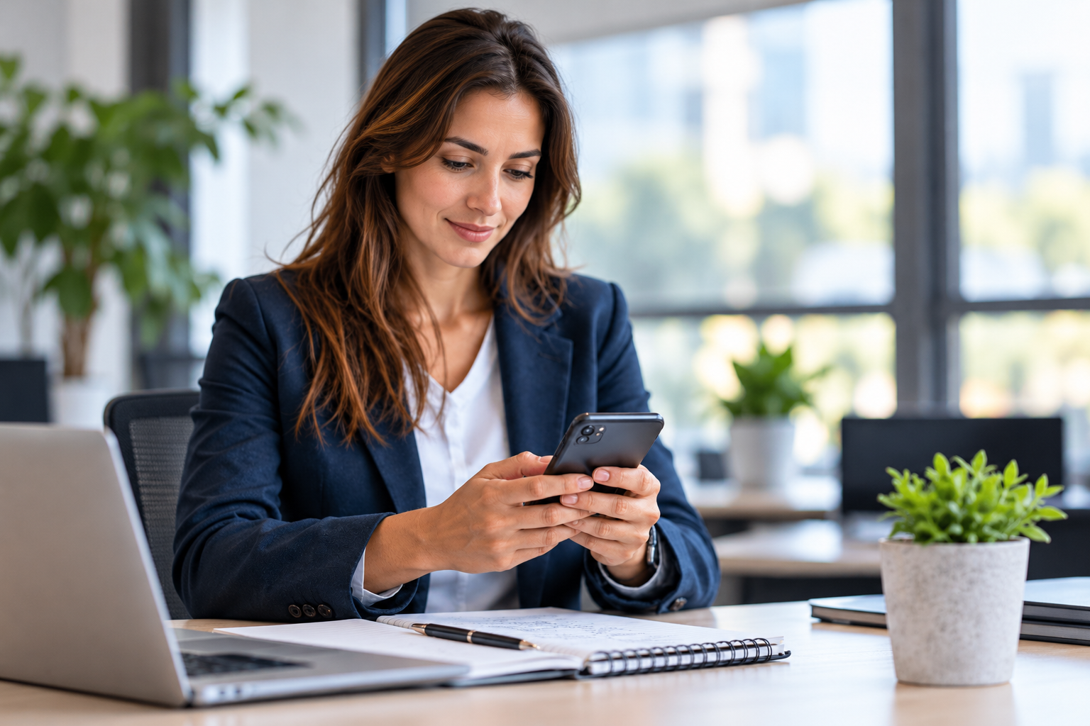 Consultazione del telefono durante il lavoro